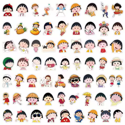 60PCS Chibi Maruko-chan Funny Animation Waterproof Cartoon Stickers Decoration DIY Notebook Mobile G