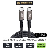 USB4 Cable with 240W Fast Charging 1m 8K Monitor 40Gbps Compatible with USB 4 Thunderbolt 4 Type C laptop smartphone
