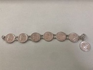 1964年美國總統「羅斯福」銀幣手鏈！上面吊1枚1944「小飛俠水星」銀幣！銀幣手鏈保存良好！也有歷史價值！