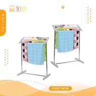 STO Multifunctional Foldable Baby Single Towel Rack Space Saver Large Capacity Clothes Drying Hanger Rack Outdoor Use