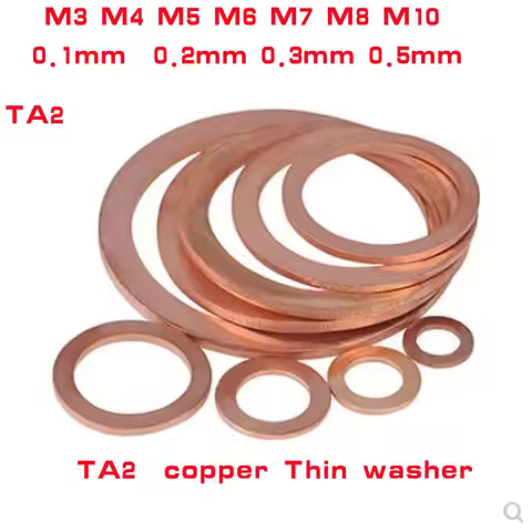 50pcs/lot M3 M4 M5 M6 M7 M8 M10 TA2 Copper washer Ultrathin gasket Ultra-thin shim Thickness 0.1mm 0