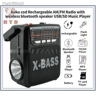 COD✕❀kuku cod Rechargeable AM/FM Radio with wireless bluetooth speaker USB/SD Music Player