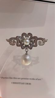 天然海水南洋澳白珍珠兩用款胸針吊墜12-14mm 極光鏡面冷光 天然海水珍珠吊咀心口針襟針