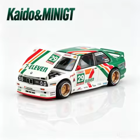 Kaido MINIGT 1:64 BMW E30 M3 Open Cover V1 7-Eleven Alloy Car Model Static Ornament, Adult Collectib