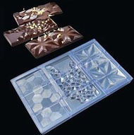 ◎三合一雪絨花幾何鑽石排塊DIY巧克力模具/PC環保塑料硬模/手工巧克力模具
