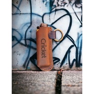 dark brown crazy horse leather lighter case / sarung lighter kulit  cricket logo engrave with keyrin