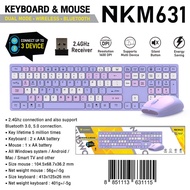 Nubwo NKM-631 Keyboard+Mouse Dual mode Wireless/Bluetooth แป้นพิมพ์ไร้สาย ชุดเมาส์คีย์บอร์ด