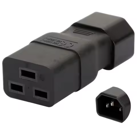 1pcs Black Copper IEC320 C14 Male to C19 Female Power Socket UPS PDU APC Power Adaptor Plug Electric