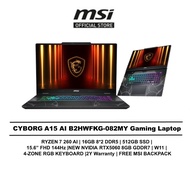 MSI Laptop CYBORG A15 AI Gaming (RYZEN 7 260 AI/16GB/512GB /15.6" FHD 144HZ/NVIDIA RTX5060 8GB/RGB K