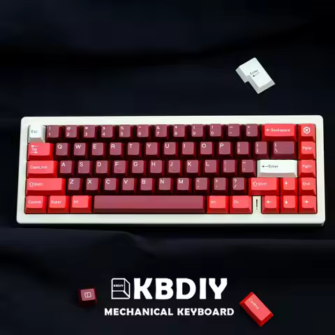 KBDiy Red GMK Jamon Keycap for Mechanical Keyboard Game Cherry Profile Double Shot ISO PBT 177 Keys