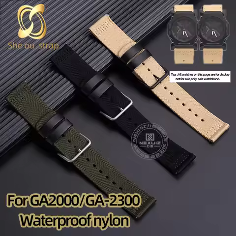 Nylon Watch Strap For Casio G-SHOCK GA-2000/GA-2300 Armygreen black Khaki Canvas Watchband 24mm Watc