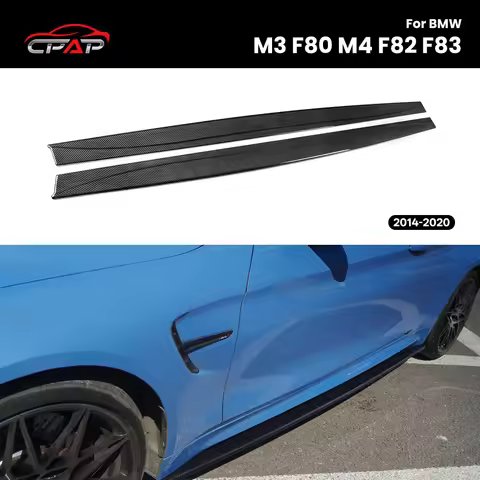 Real Dry Carbon Fiber Side Skirts Body Kit Accessories For BMW M3 F80 M4 F82 F83 MP Style 2014-2020 