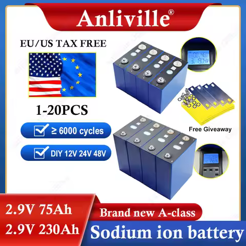 Brand New 3.1V 75Ah 230Ah Sodium Ion Battery, Low Temperature Resistant, DIY 12V 24V 48V Energy Stor