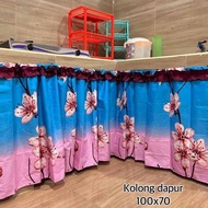 gorden kolong dapur wastafel warna motif blue pink