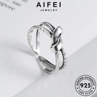 AIFEI JEWELRY Ring Knot Simple Accessories Cincin Silver Korean Women Perak Perempuan Adjustable Sterling Original 純銀戒指 For 925 R1463