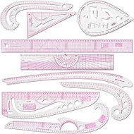 KISEER 9 Pcs Clear Metric Sewing Ruler Set French Curve Pattern Making Ruler Kit for Knitting Tailor