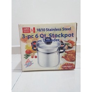 18/10 Stainless Steel 3-pcs 6Qt Stockpot - Cooking Pot