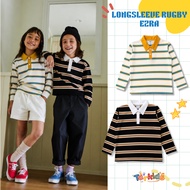 EZRA Premium Casual Striped Long Sleeve Rugby T-Shirt for Boys & Girls Ages 4-12 Years