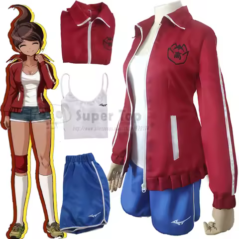 Game Danganronpa: Trigger Happy Havoc Cosplay Csotume Women Men Asahina Aoi Cosplay Full Set Red Jac