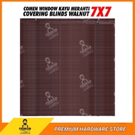 COMEN Wooden Outdoor Blind 7 Feet x 7 Feet (Walnut) Balcony Roller Curtain Shade Wood Blinds Bidai K