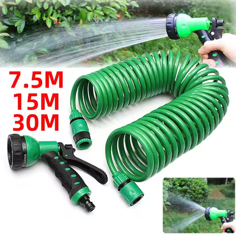 7.5M/15M/30M Retractable Coil Magic Flexible Garden Water Hose Car Cleaning Spring Pipe Plastic Hose
