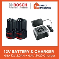BOSCH GBA 12V 2.0Ah Li-ion Battery Pack GAL 12V-20 Charger Starter Kit For GSR 120 GSB 120 1 600 A 1