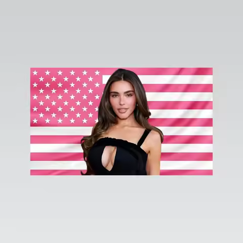 M-Madison Beer Pink American Flag Decorative Home Objects Bedroom Decoration Garage Outdoor Decor Fu