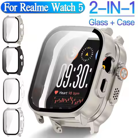 Tempered Glass+Case For Realme Watch 5 All-around Protective Cover Bumper For Realme Watch 5 Screen 