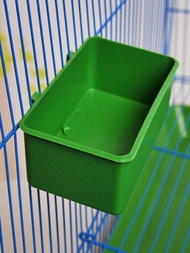 1個塑料鸚鵡浴缸方形盒子,可掛式鳥食盒,鳥籠配件(含歌鴝、虎皮牡丹槽口),綠色