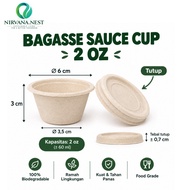 Bagasse Sauce Cup 2 oz Brownnatural with Pulp Lid 10 PCS