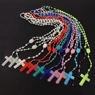 CL 12 Pieces Factory Multicolor Rosaries Glow Plastic Necklace Rosar
