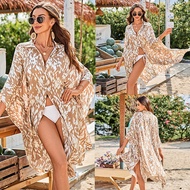 Summer Loose Cardigan Sun Protection Sarong Woman Bikini Cover-up Swimsuit Solid Beachwear Cover-Ups