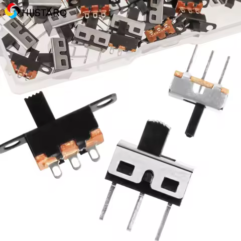 100pcs Micro Slide Switch 2 Position 3 Pin High Knob Mini Vertical Slide Switches SPDT 1p2t SS-12D10