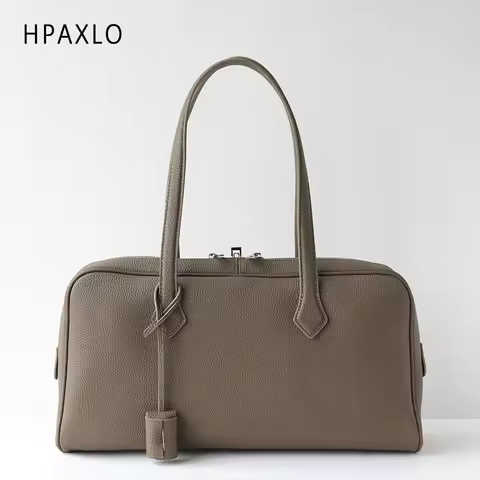 Bag Premium Genuine Leather Boston Womens Shoulder Handbag Versatile Commuter Tote Fashion Ladies Ac