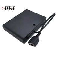 [BKJ] 1Pcs USB Power Supply Battery Box With Cover And 6 X AA USB Battery Box For 9V LED Strip Light