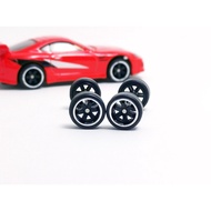 Z38 Tayar Getar Rubber wheels 1/64 Hot wheels TE37 10mm Black Chrome long JDM