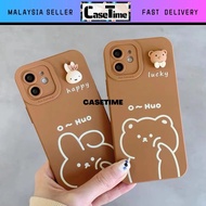 Vivo Y15s Y15a Y22s Y35 V25 V25e V27 V27e 4G 5G cute bunny bear camera protect brown soft case casin