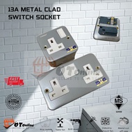 [SIRIM APPROVED]HEAVY DUTY 13AMP SINGLE METAL CLAD SOCKET SWITCH 13A & 2X13A 1WAY Metal Clad