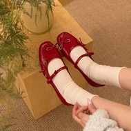 French Retro Mary Janes - Spring Red Bow Flats