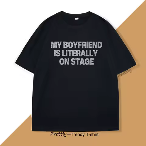 My Boyfriend Is Literally on Stage T Shirt Women's Aesthetic Tee Trendy Top Y2K 90s Concert T-Shirt 