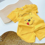 【3M-6Y】HM Kids Set Playset Short Pants  Boy Girl  | Pooh Series | Playset Budak Murah
