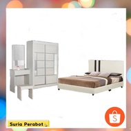 ✨READY STOCK✨Suria-4Ft Full Bedroom Set (Wardrobe+Divan Bed+Dressing Table+Mattress)
