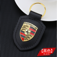 Porsche Keychain Cayenne 911 718 Palamera Macan Car Key Case Pendant Leather Logo Shield Chain