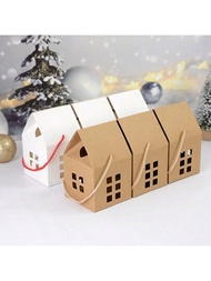 10入組簡約純白色房屋造型紙禮盒，適用於生日和節日派對，糖果，餅乾禮盒，適用於家人，朋友和兒童禮物