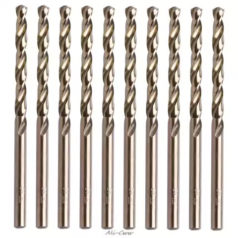 10Pcs 1-5mm M35 Round Shank HSS-Co Cobalt Twist Drill Spiral Drill Bit