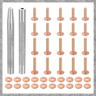 20Set Copper Rivets and Burrs Solid Leather Copper Rivet Fastener with Punch Rivet Tool for Leather 