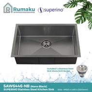 SUPERINO SAW6446-NB Stainless Steel Kitchen Sink (Single Bowl) Nano Black