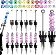 Framendino, 20 Pack Beaded Wine Stoppers with 50 Pack Bead for Bottles, Stainless Steel Wine Saver Bottle Stopper Beaded Bottle Stopper for Beverage Holiday Party Wedding Bar