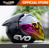 EVO RX-5 GLOSSY BLACK (NON REVO RED LENS) HALF FACE DUAL VISOR HELMET WITH FREE CLEAR LENS