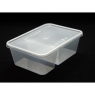 750 DS Rectangular Two ( 2 ) Compartment Plastic Disposable Food Container [ 25sets± ] 750ml